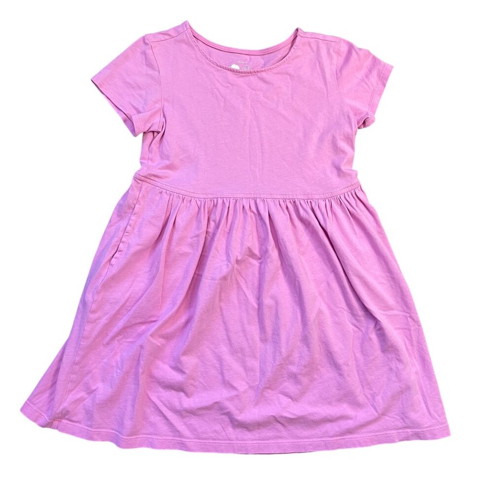 Primary Jersey Knit Dress Girls Size 6-7 Pink‎ 100% Cotton Short Sleeves Pockets